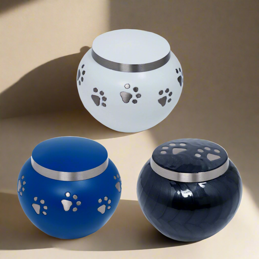 Royal Rapture Paw Printed Pet Dog/Cat Jar Urn For Ashes Memorial Funeral Cremation Love 4"(Small) and 6"(Large)