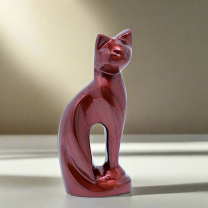 Royal Rapture Cat Figurine Pet Urn for Ashes Charming Metal Alloy Funeral Memorial Cremation 9"