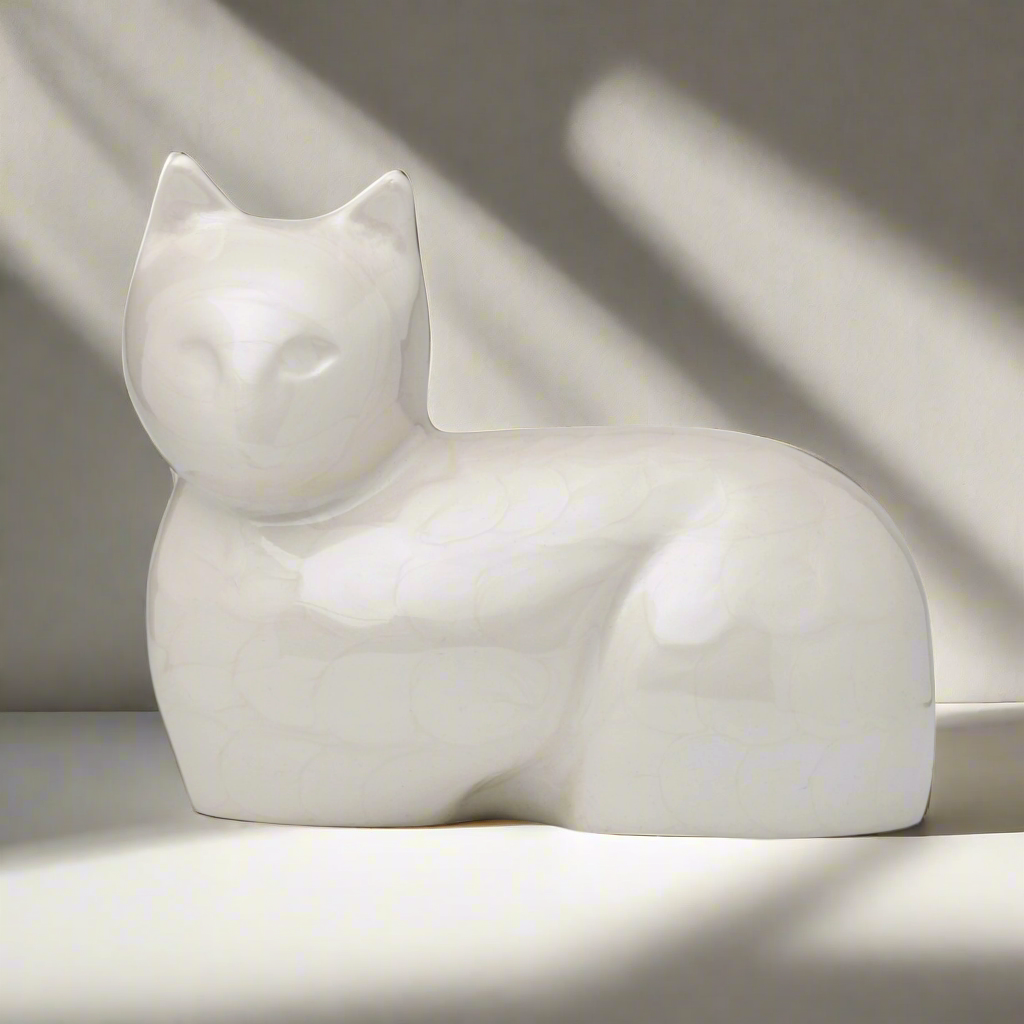 Royal Rapture Cat Kitty Figurine Pet Urn For Ashes Cremation Funeral Memorial Love Urns decorative Alloy 5" (RCM04)