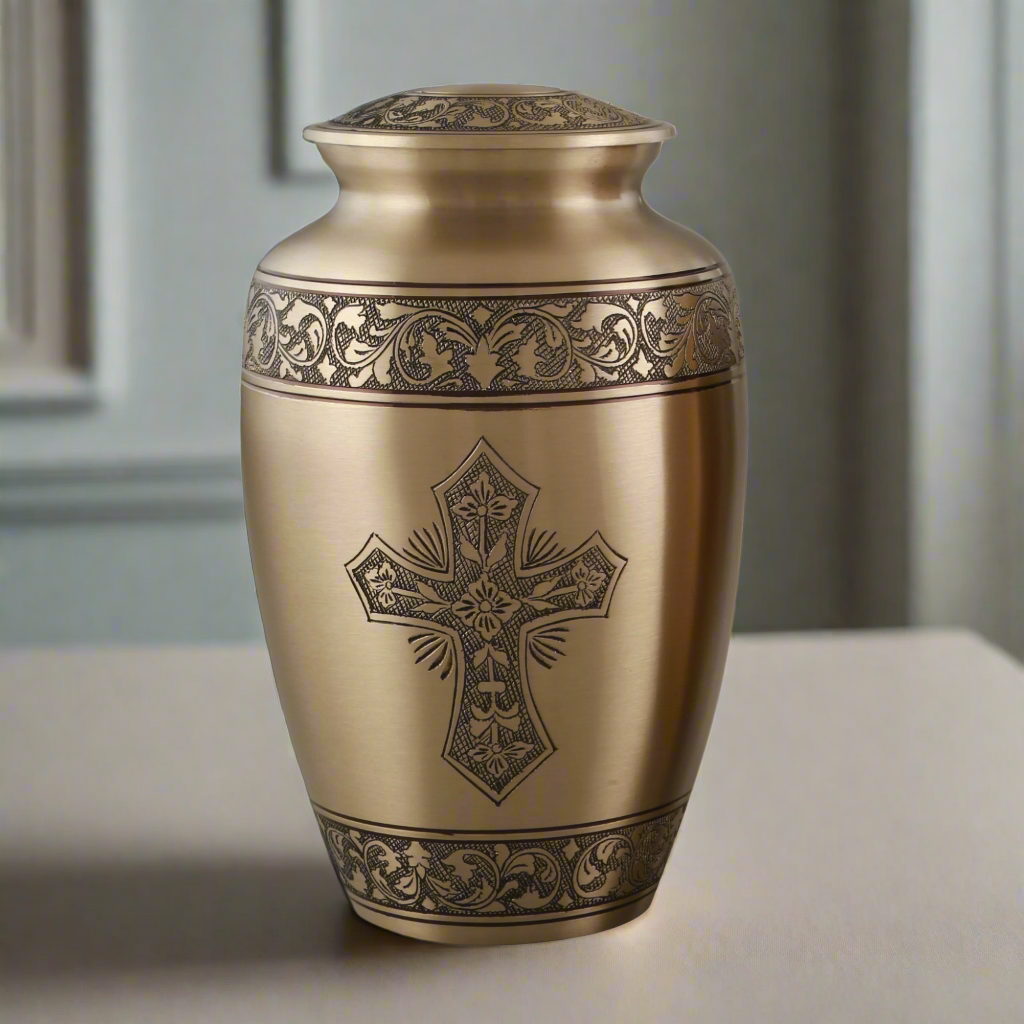 Royal Rapture Adult Urns For Ashes Cremation Funeral Memorial Handcrafted Adult  Love Urns Decorative Brass 10" Large(RJM05)