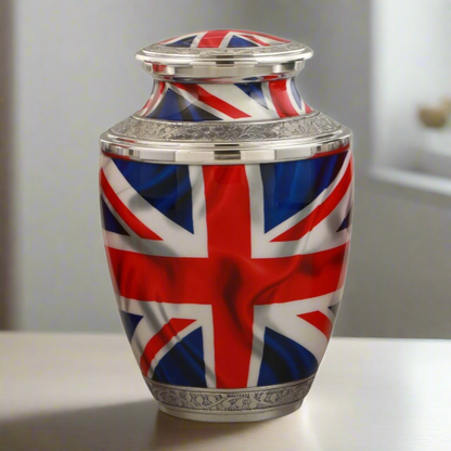 Royal Rapture Urn for ashes Jar Cremation Memorial Funeral Adult Human Printed Country Flag USA UK Mexico Canada