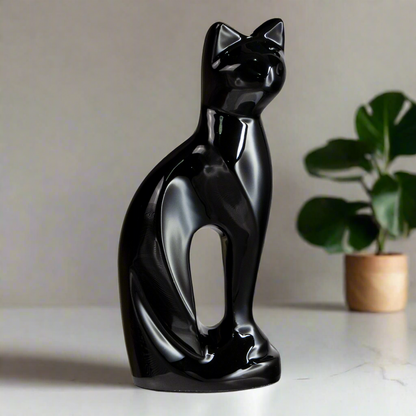 Royal Rapture Cat Figurine Pet Urn for Ashes Charming Metal Alloy Funeral Memorial Cremation 9"