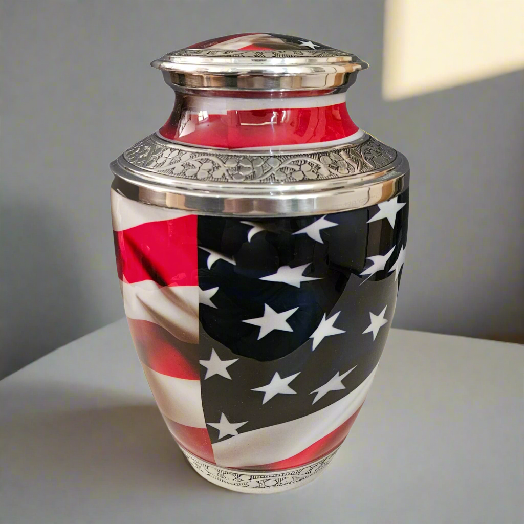 Royal Rapture Urn for ashes Jar Cremation Memorial Funeral Adult Human Printed Country Flag USA UK Mexico Canada