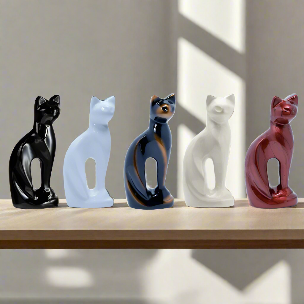 Royal Rapture Cat Kitty Figurine Pet Urn For Ashes Cremation Funeral Memorial Love Urns decorative Alloy 9" (RCM01)