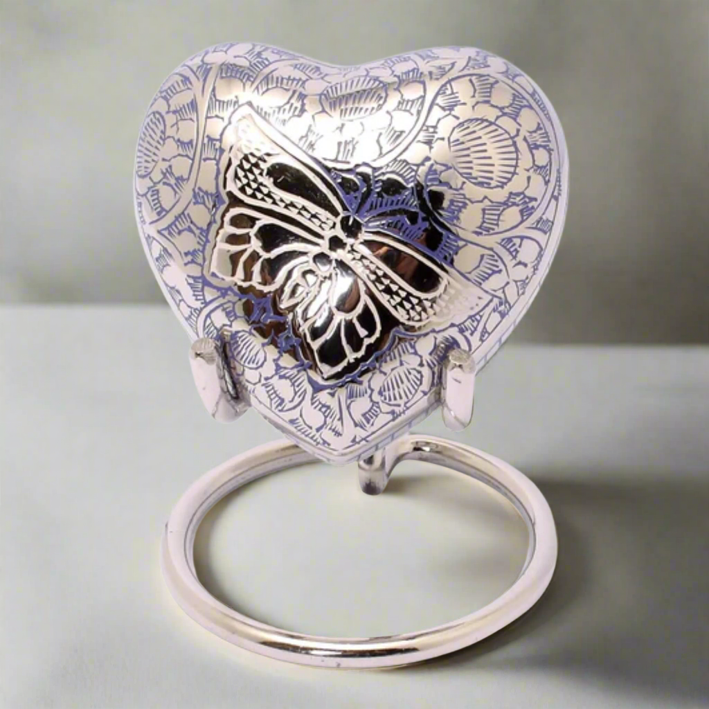 Royal Rapture Urn for Ashes Funeral Memorial Cremation Keepsake Love Urns Decorative Brass Heart with Stand 3" (RHM03)